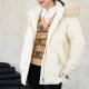 Patavinity diamond -shaped grid hat can be disassembled fox hair collar down jacket women's winter white duck down warm jacket
