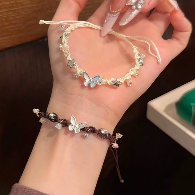 Spring Butterfly Star Bracelet for Women in Autumn and Winter Niche Hand-Knitted Couple Bracelet High-end Bestie Bracelet