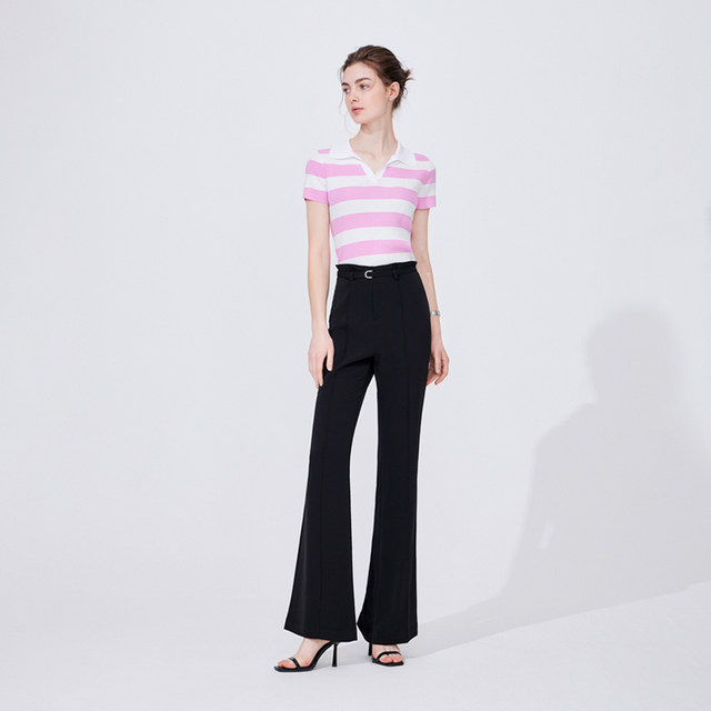 Navigare Italian small sailing ship black slim slim casual pants women's summer thin fashion bell pants