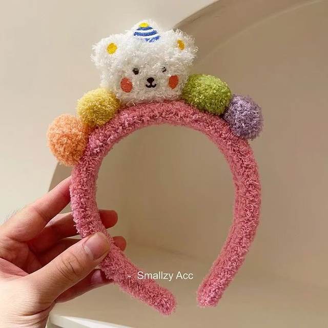 Cute bear face wash hair band for women with facial mask special makeup plush hair bundle headband headband headband bear headband