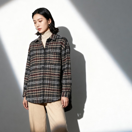 
Basic House/Baijiahao autumn and winter design coat sheep wool long-sleeved shirt comfortable and versatile top