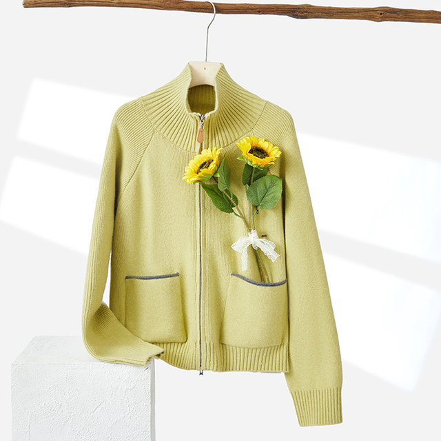 Basic House/Baijiahao lazy style lapel zipper sweater spring women's popular raglan sleeve cardigan jacket