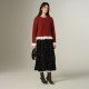 Basic House/Baijiahao sweet style lace splicing sweater sheep wool sequined pullover round neck top for women
