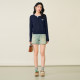 Basic House/Baijiahao Tiansi Fake Two-Piece Sweater Spring New Line Striped Spliced ​​Short Top
