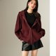 Basic House/Baijiahao American retro solid color hooded sweatshirt for women's spring loose zipper cardigan jacket