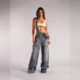 European and American Amazon cross-border zipper denim overalls for women's autumn loose casual pocket wide-leg trousers for women
