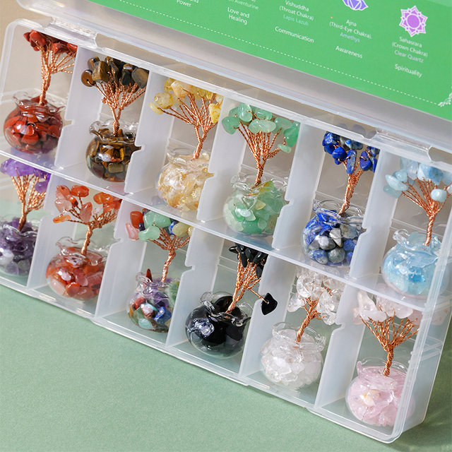 Natural crystal gravel fortune tree hand-woven office desktop creative small ornaments mini crystal fortune tree