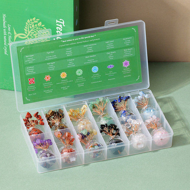 Natural crystal gravel fortune tree hand-woven office desktop creative small ornaments mini crystal fortune tree