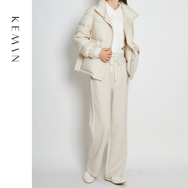 KEMAN casual pants for women in autumn and winter high-waisted straight trousers to make them look slimming 2024 new white thickened pants