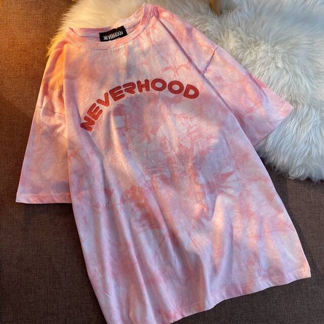 
Bright pink tie-dyed short-sleeved T-shirt loose trendy tee half-sleeved couple outfit Korean ins women's trend 2025 new style