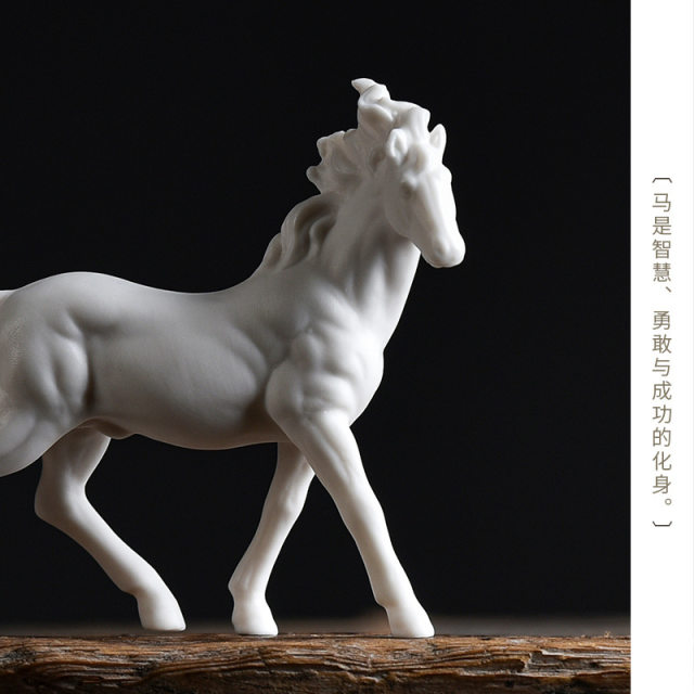 High-quality Dehua white porcelain animal white horse desktop small ornaments home gardening sand table water flow device landscaping ceramic accessories