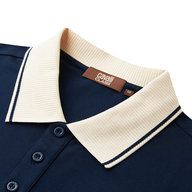 Cavalli Class Bold Stripe Collar Green Polo Shirt main image 1