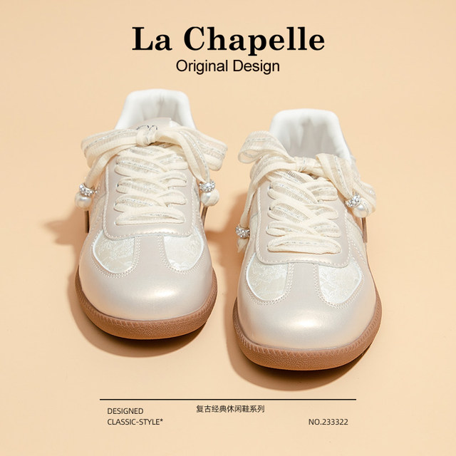 La Chapelle's training shoes for women 2025 autumn and winter new soft-soled versatile breathable national style casual plus velvet small white sneakers