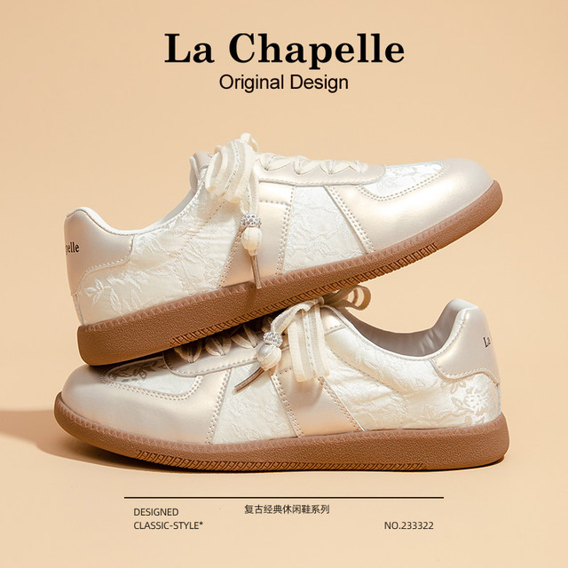 La Chapelle's training shoes for women 2025 autumn and winter new soft-soled versatile breathable national style casual plus velvet small white sneakers
