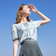 betu Baitu Lace-up Ink Printed Shirt Women's Puff Sleeve 2025 Summer New Loose Short Sleeve Shirt

