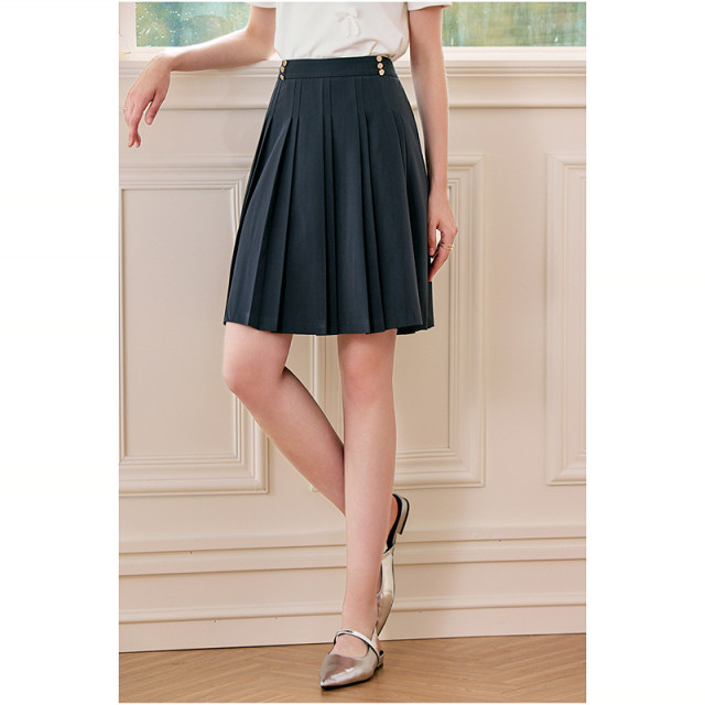 betu Baitu high waist pleated short skirt women's A-line skirt 2024 autumn new small slim skirt
