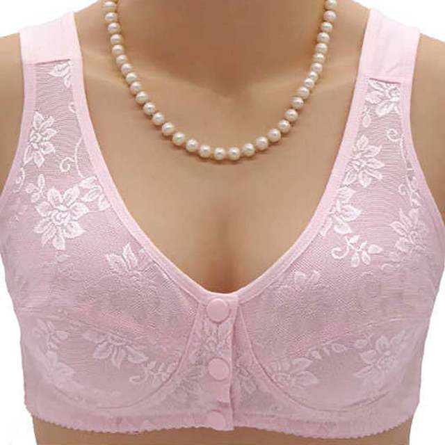 
Middle-aged and elderly people adjustable breasts without steel rings, large size front buckle underwear thin vest style female mother bra for women