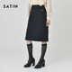 
SATIN winter new diamond high waist skirt women's commuter A-line skirt mid-length skirt O244T380