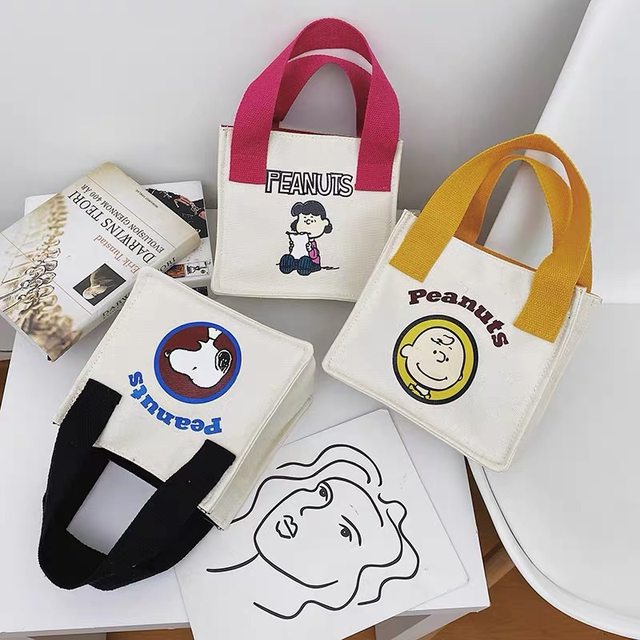 Cute cartoon printed lunch box bag for office workers, large capacity portable bag, mother bag, mother and baby outing lunch bag