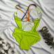 Fluorescent Green Summer New Women's Sexy Beautiful Back Racing Low Fork Triangle One-piece Swimsuit