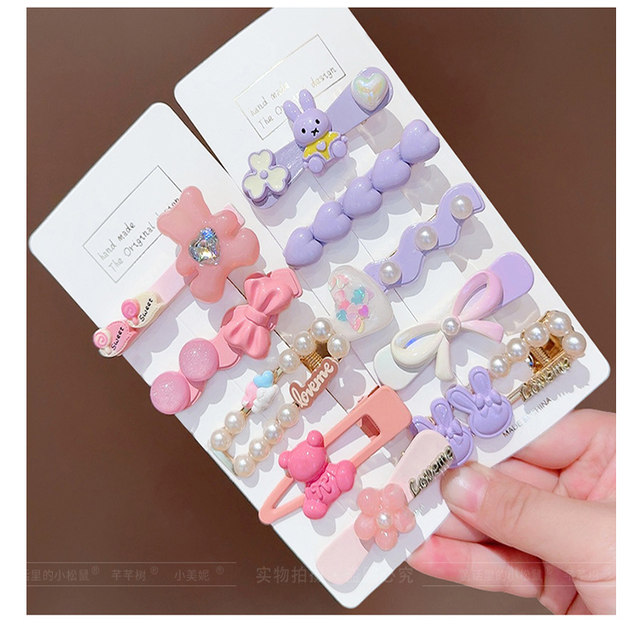 
Little girl candy color cartoon hair clip girl side bangs clip duckbill clip little princess break hair without hurting hair