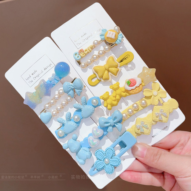 
Little girl candy color cartoon hair clip girl side bangs clip duckbill clip little princess break hair without hurting hair