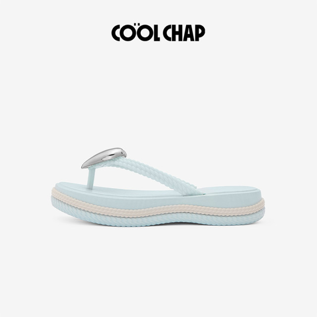 COOLCHAP Summer New Love Wave Thick Sole Flip-Flops Women's Seaside Beach Sandals