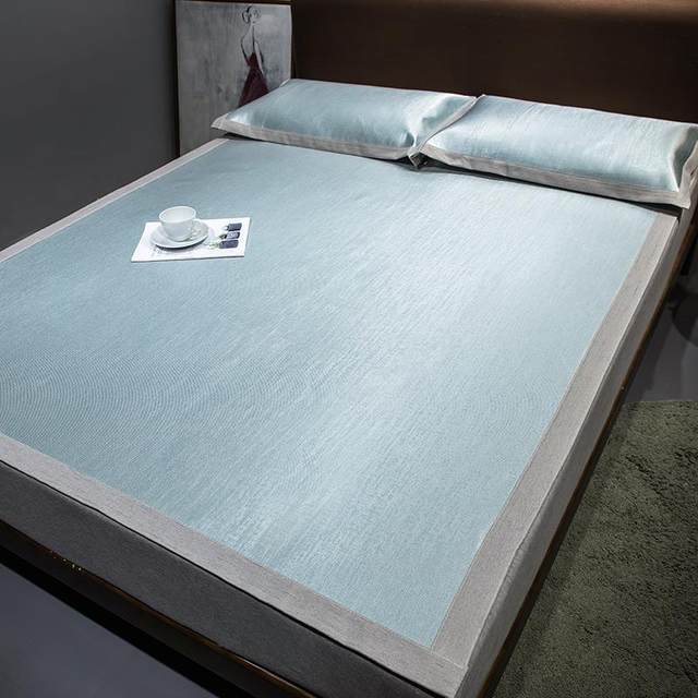 2025 new ice silk mat sheet three-piece set Class A mother and baby grade summer washable summer mat sheet style