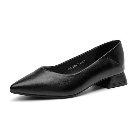 Dadong black light mouth single shoes for women 2025 new summer low heel thick heel pointed toe commuting women's shoes professional work shoes