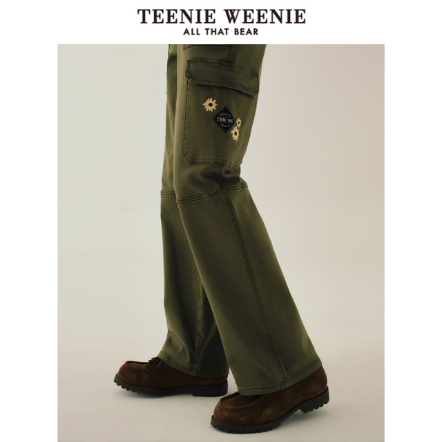 TeenieWeenie Bear Women's Winter Jeans Working Pants Loose Straight Trousers Casual Pants
