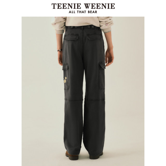 TeenieWeenie Bear Women's Winter Jeans Working Pants Loose Straight Trousers Casual Pants
