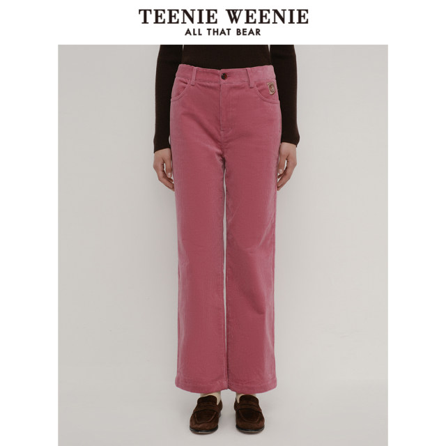 TeenieWeenie Bear Spring and Winter Corduroy Straight Pants Air Wash Pants Retro Fashionable Women
