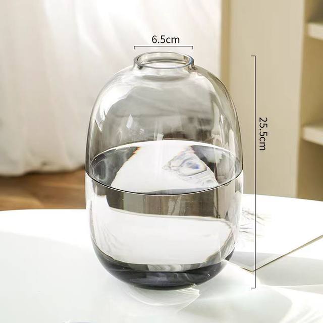 Large thickened style joy glass vase living room flower arrangement home hydroponic decoration high-end sense