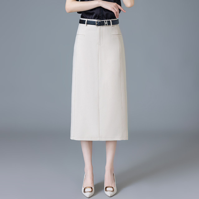 La Chapelle high-end women's skirt 2025 skirt straight hip skirt temperament suit slim one-step long skirt
