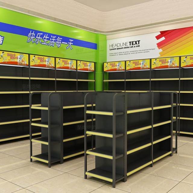 
Four-column supermarket shelf display rack convenience store maternal and child store stationery store canteen single-sided double-sided shelf