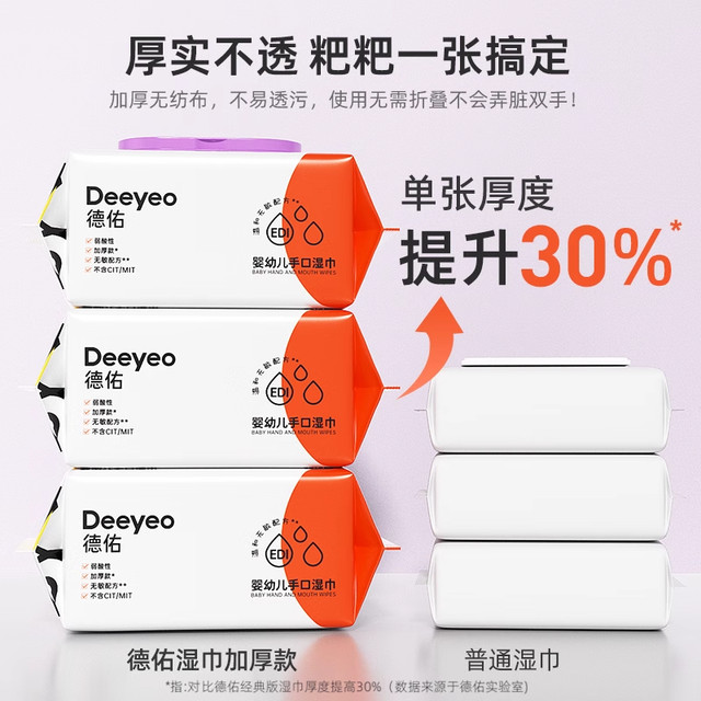 Deyou baby hand and mouth special wet wipes for newborn baby wipes mouth wipes hand wet wipes large package alcohol-free 80 pumps
