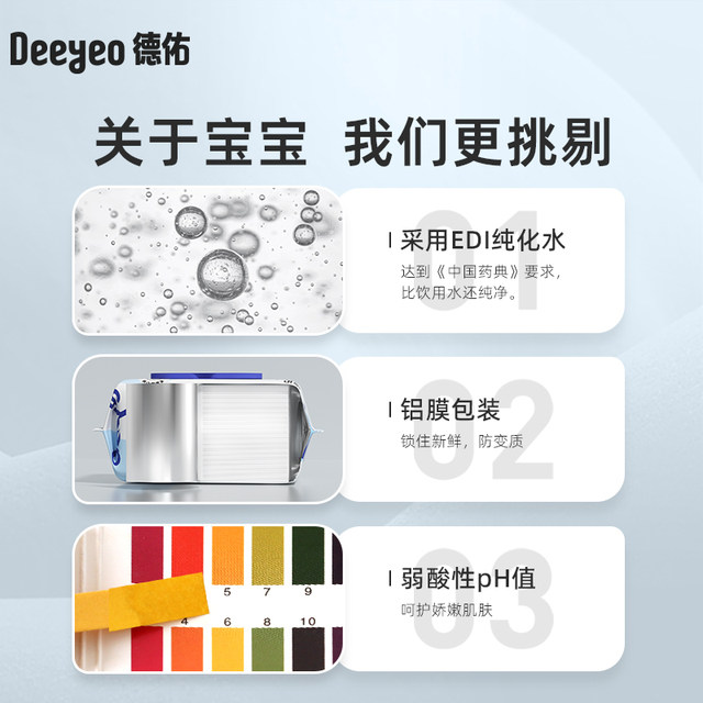 Deyou baby hand and mouth special wet wipes for newborn baby wipes mouth wipes hand wet wipes large package alcohol-free 80 pumps
