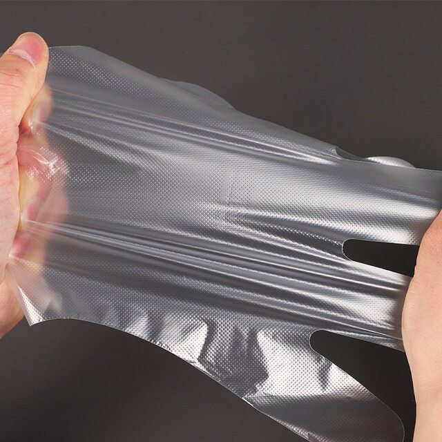 100 food disposable gloves to eat lobster durable thickened PVC food, catering PE plastic home small bag