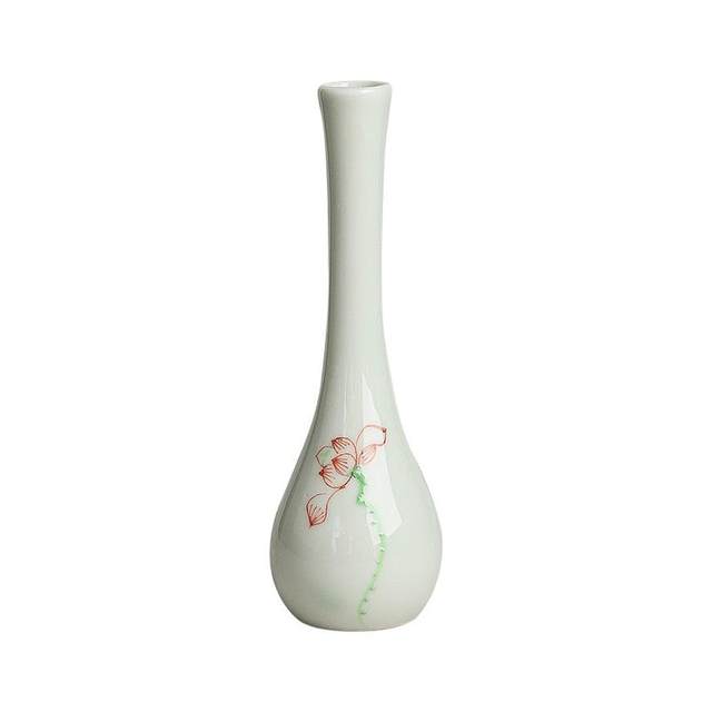
2023 new creative Chinese-style small-diameter vase boutique hand-painted pattern ceramic decorative flower arrangement gardening home