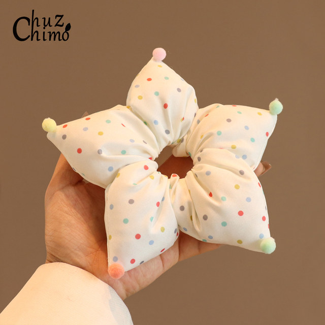 Chuzhimo Korean version of cute polka-dot five-pointed star large intestine hair ring for women filled hair rope 2025 new high-end hair rope