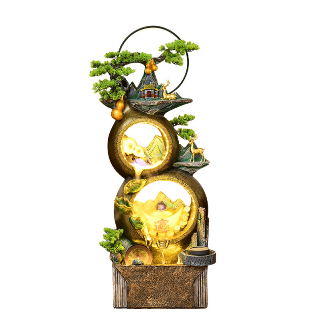 Gourd flowing water ornaments rockery fountain Chinese Zen home living room courtyard office opening fortune decoration
