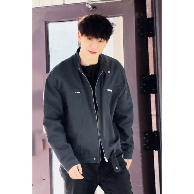 American cleanfit Harrington jacket men's spring and autumn Detroit denim jacket short retro washed motorcycle jacket
