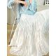 Spring new solid color large hem skirt with pockets slim skirt high waist versatile A-line retro pleated long skirt
