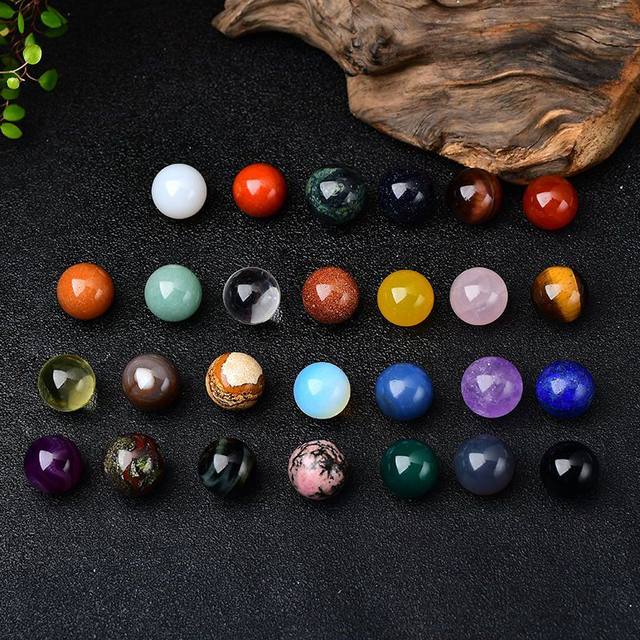 Natural wafer ball 2cm ornaments white purple powder yellow -red crystal original stone home office DIY children's handmade jewelry