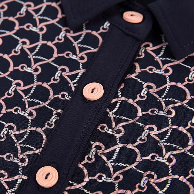 Milanden middle-aged and elderly mother's clothing 2025 summer new fashion short-sleeved printed polo collar knitted T-shirt