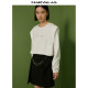 Mandesy solid color sweatshirt for women 2025 autumn suit pullover shape folded shoulder long sleeve simple drawstring round neck top