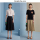 Mandesy solid color high waist skirt for women 2025 summer new fashion commuter versatile A-line mid-length skirt umbrella skirt
