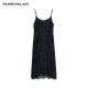 
Mandesey suspender lace dress for women 2025 summer new design French small black lace dress stacked
