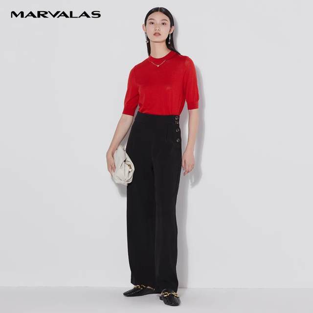 Mandesey black wide-leg pants for women 2025 summer high waist loose thin trousers drooping trousers floor pants
