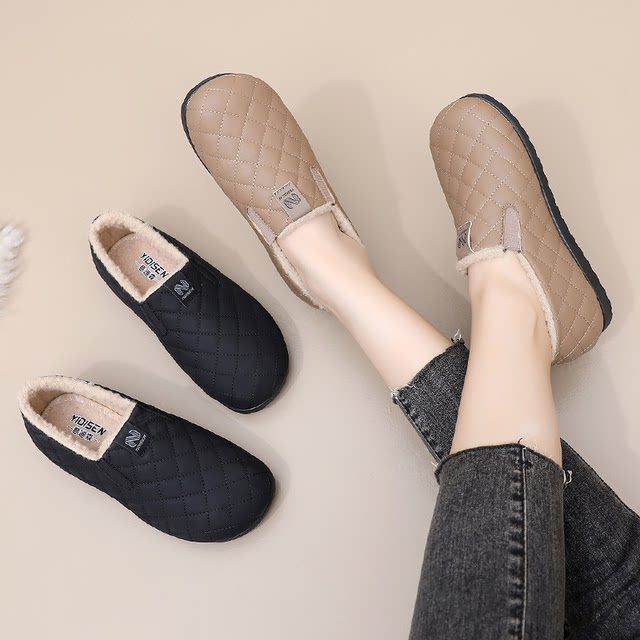 Edison winter old Beijing cotton shoes women's flagship store plus velvet thickening warm non-slip soft sole middle-aged and elderly mother's shoes